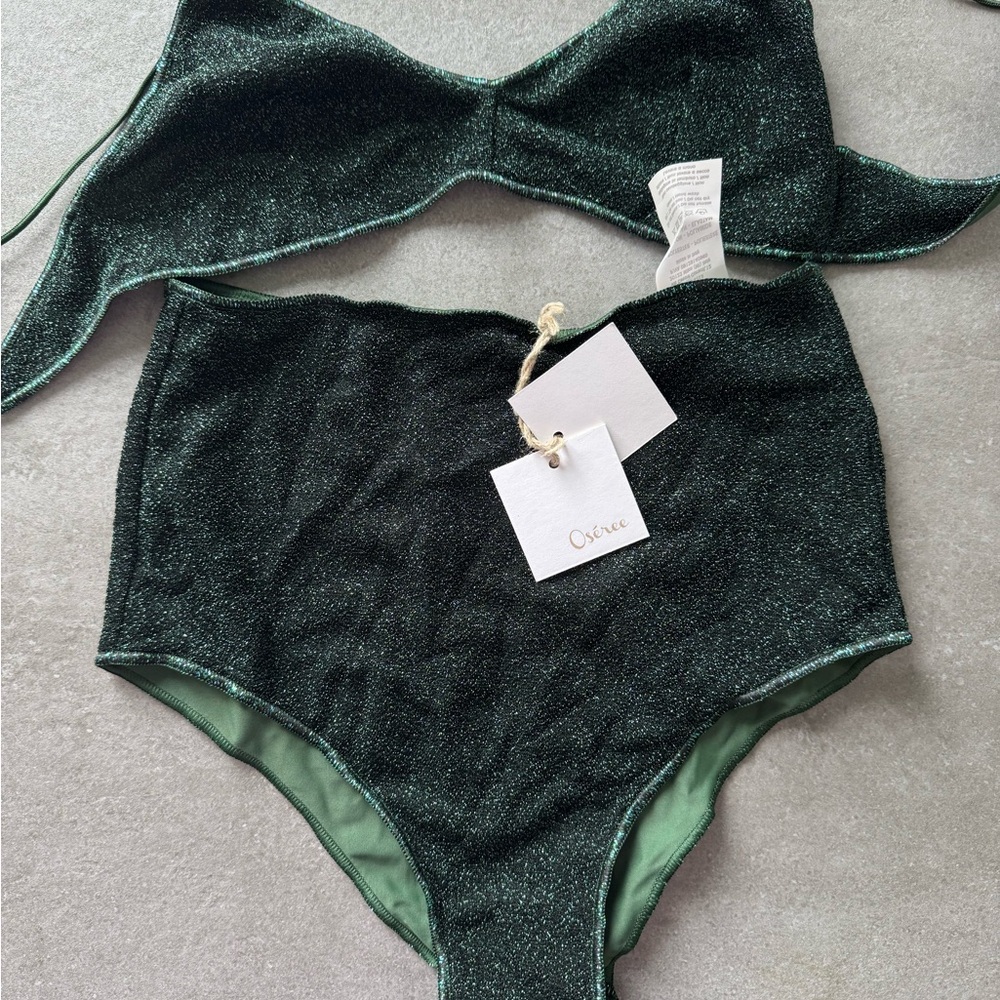 Oseree Lurex Green Glitter Bikini Set